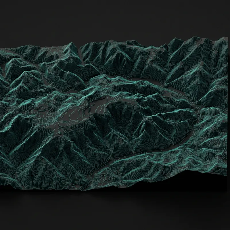 Angled Panoramic Relief Map